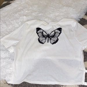 NEVER WORN White butterfly crop